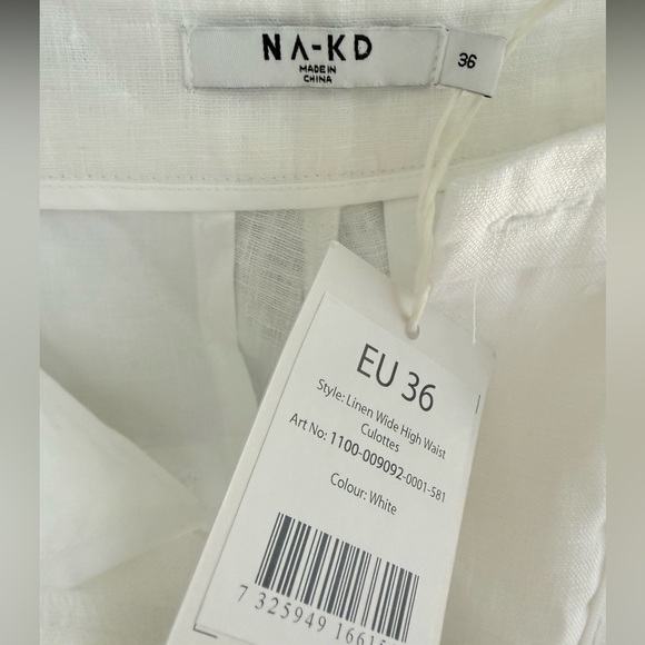 N A-K D     White Linen High-Waist Culottes size 6 NWT - Picture 7 of 16